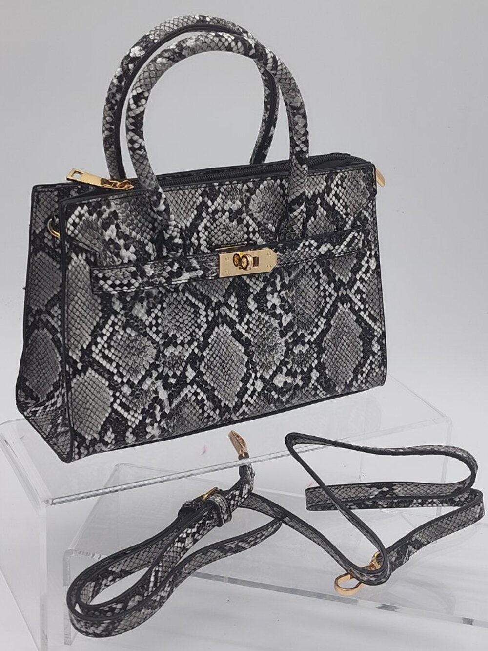 Silver Python Structured Handbag - The Exotic Luxe Edit - Picture 9 of 9